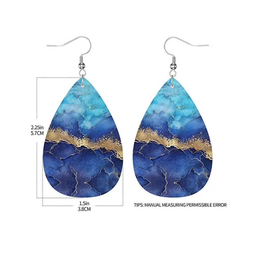 LADIES GORGEOUS HANGING EARRING OCEAN COLORS‎ NWT - Picture 3 of 3